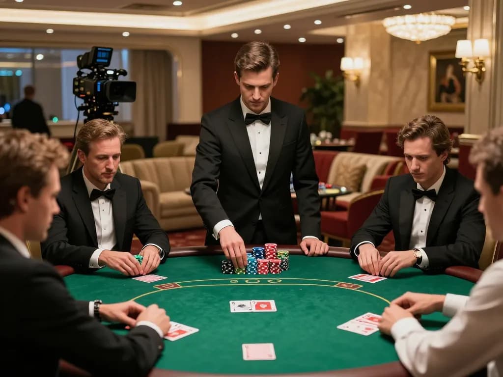 Intense poker game in luxurious setting at SKY88 com showcasing high-stakes energy and elegance.