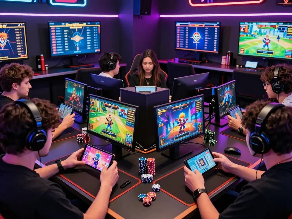 Engaging SC88 online gaming scene with diverse players enjoying mobile experiences and vibrant graphics.