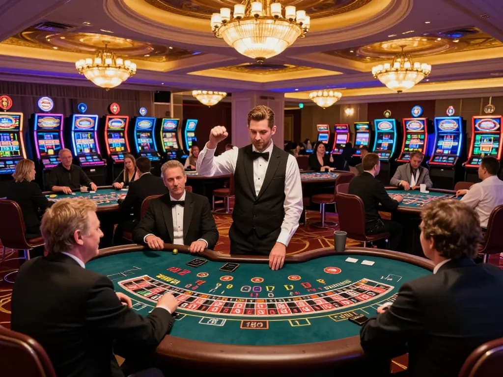 Engaging scene at trang chủ 789win with players enjoying games, celebrating wins, and vibrant casino ambiance.