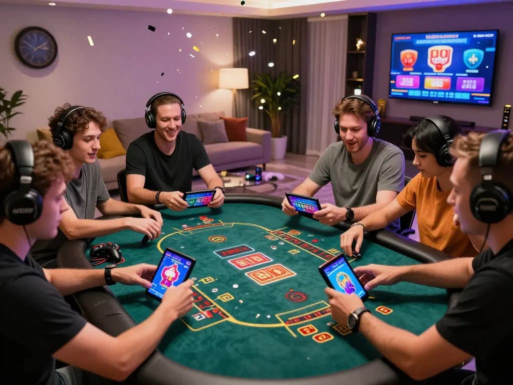 Exciting online gaming moment at UU88, showcasing players enjoying vibrant casino games in a cozy setting