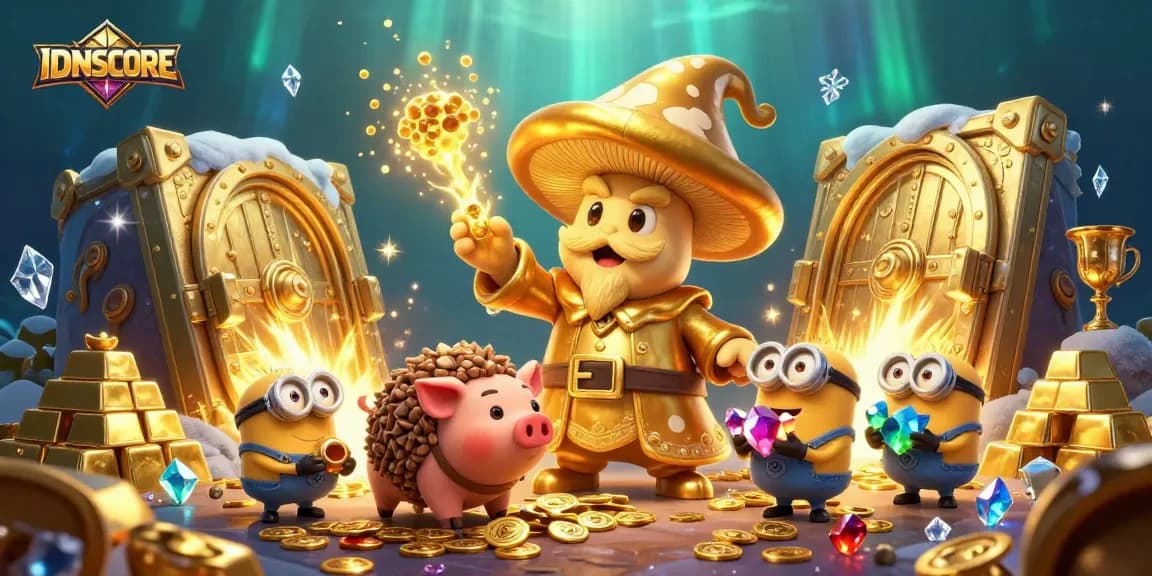 Experience the thrilling magic of IDNSCORE with golden treasures and enchanting game elements.