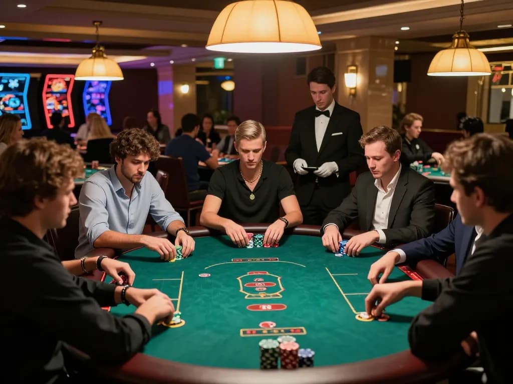 Engage in high-stakes poker gameplay at a luxurious casino showcasing the thrilling aspect of landlordmoneysaving.