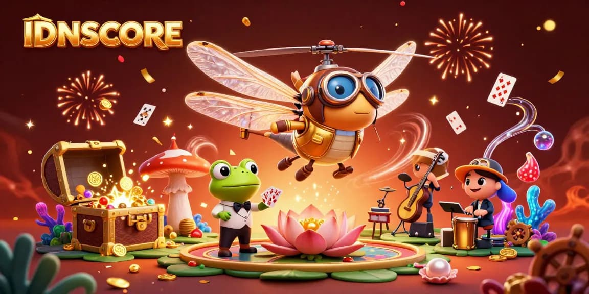 Experience the thrilling universe of IDNSCORE with vibrant characters and dynamic casino elements.