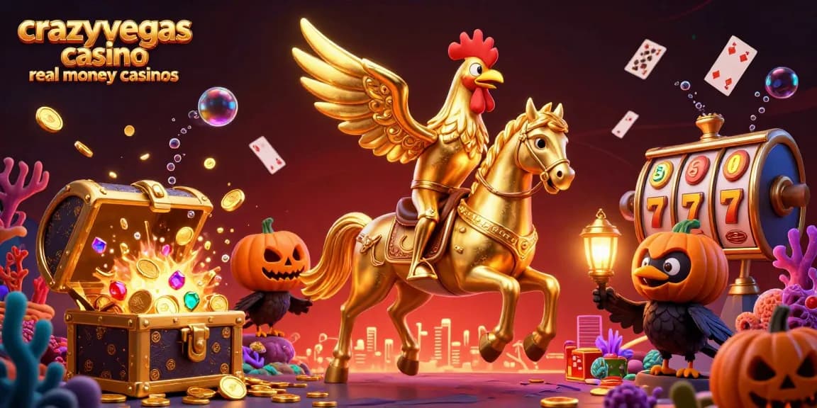 Engage with crazyvegas casino real money casinos in a vibrant cartoon casino scene filled with animated elements.