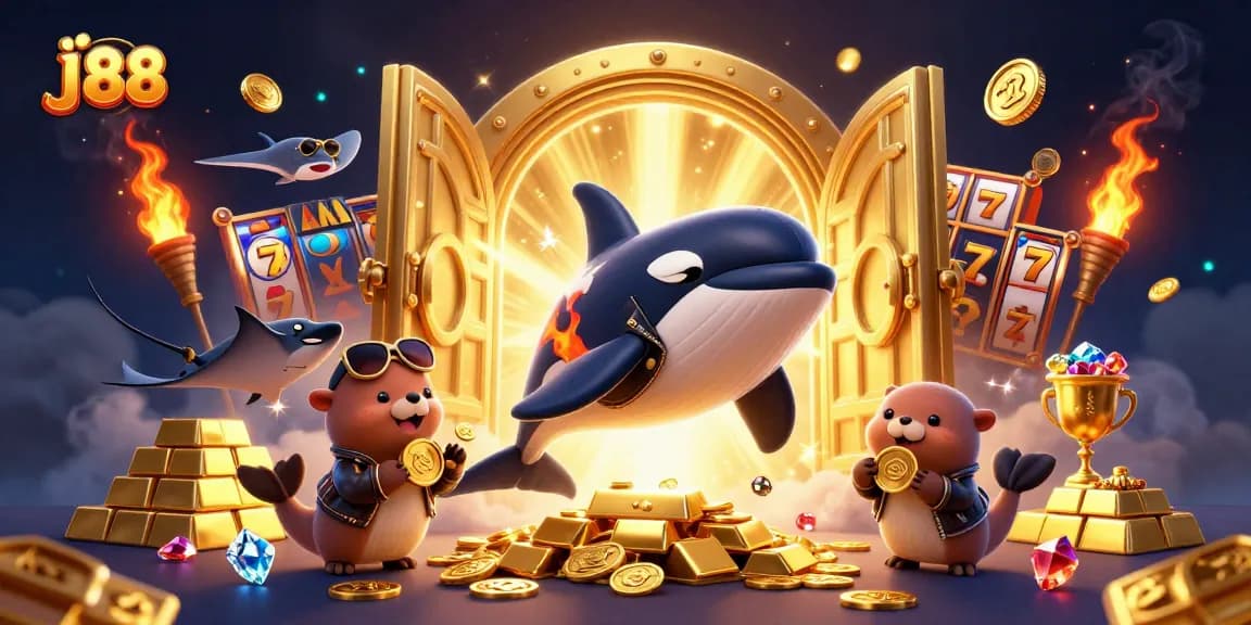 Engage with j 88 themed casino fun featuring cartoon characters and dynamic gaming elements.