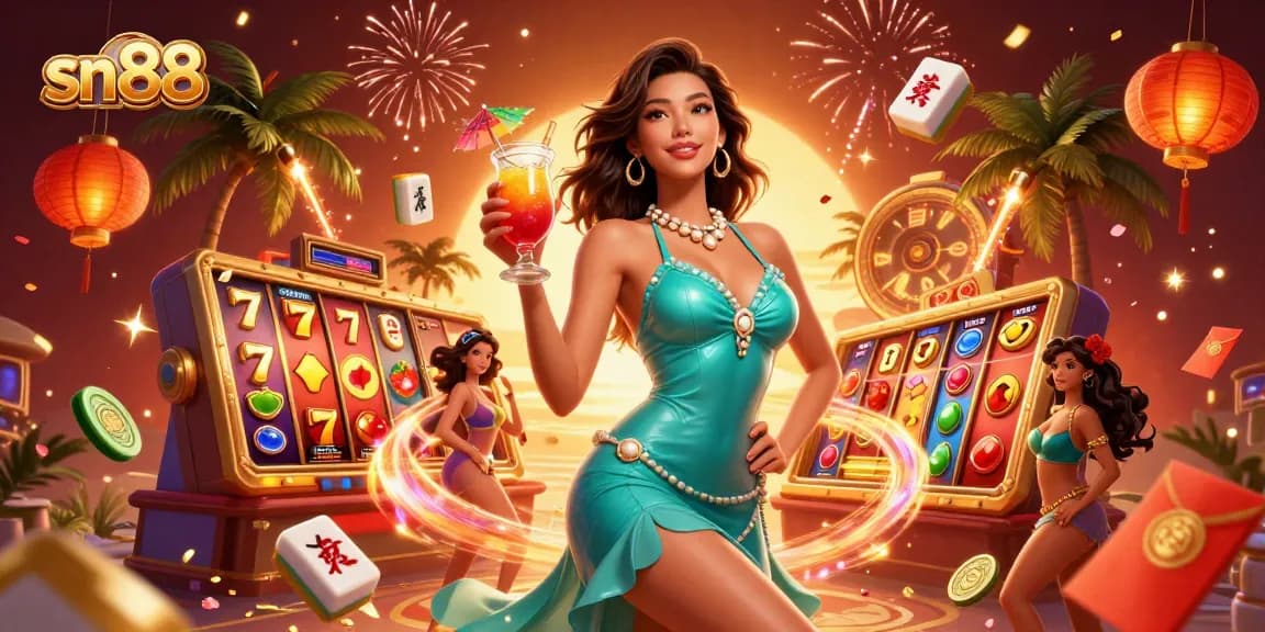 Experience thrilling gaming at sn88 with vibrant slots and a beautiful casino setting.