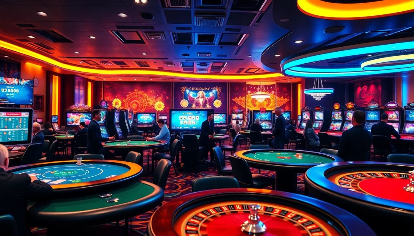 Engaging players at an Online Casino with dynamic gaming tables and vibrant atmosphere.