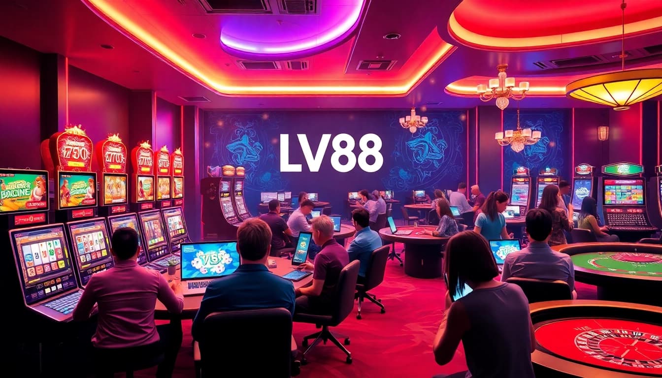 Exciting LV88 online casino scene with players engaged in gaming activities.