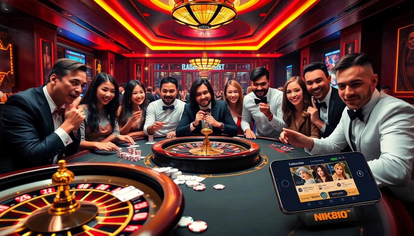 Gamblers enjoy a thrilling game experience at NK88 casino tables filled with excitement.