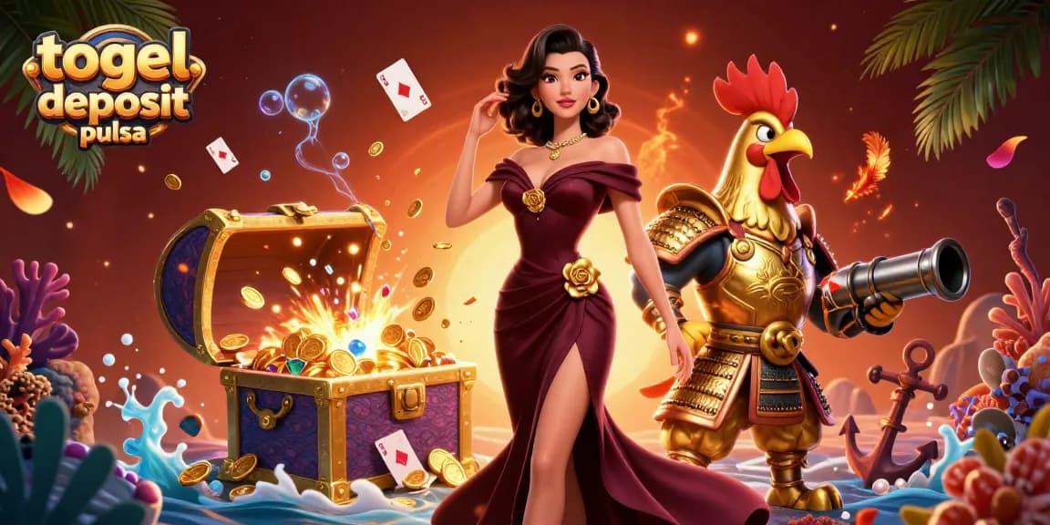 Engage in thrilling gameplay with togel deposit pulsa surrounded by vibrant casino elements.
