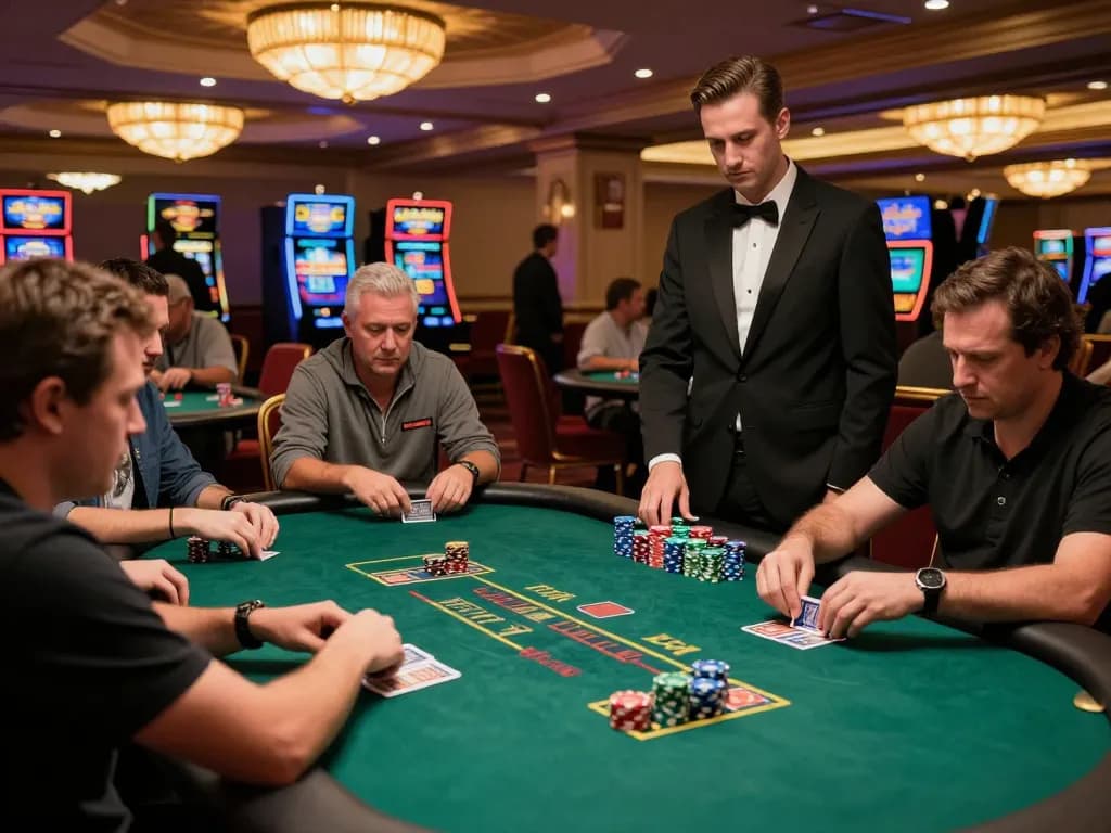 High-stakes poker players at go99 casino analyzing their cards during an exciting tournament.