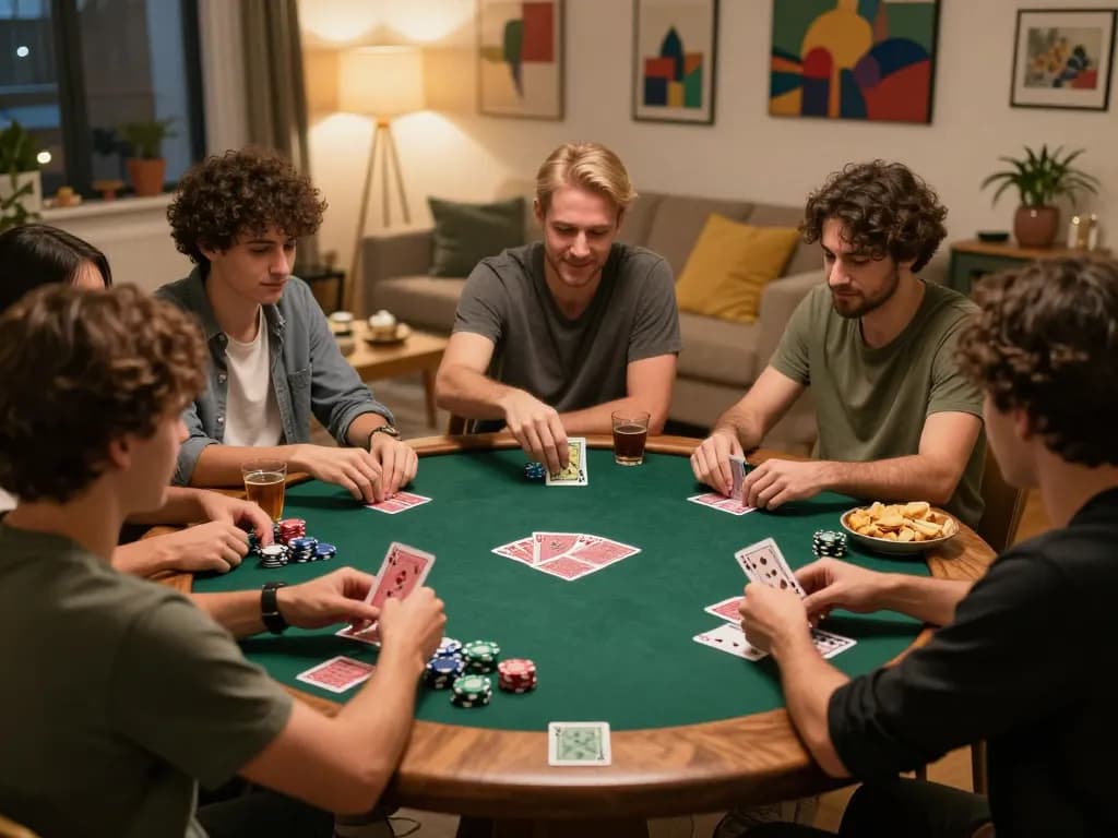 Gathering with friends over poker night at home showcasing Canada online casinos strategy