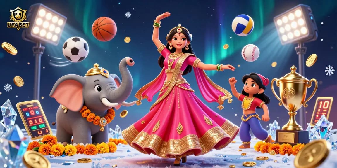 Experience UFABET gaming with a beautifully dressed character and dynamic casino elements.
