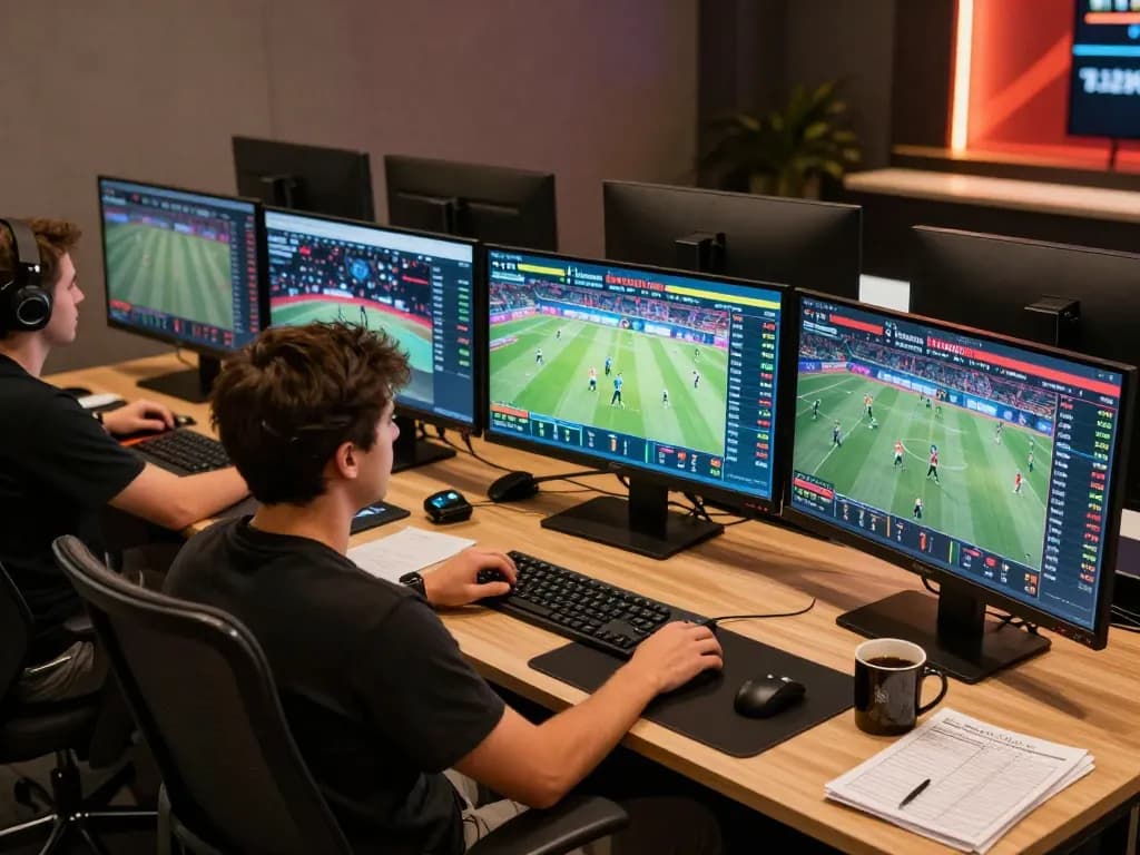 Max88tv sports betting setup with multiple screens showing live games and betting options