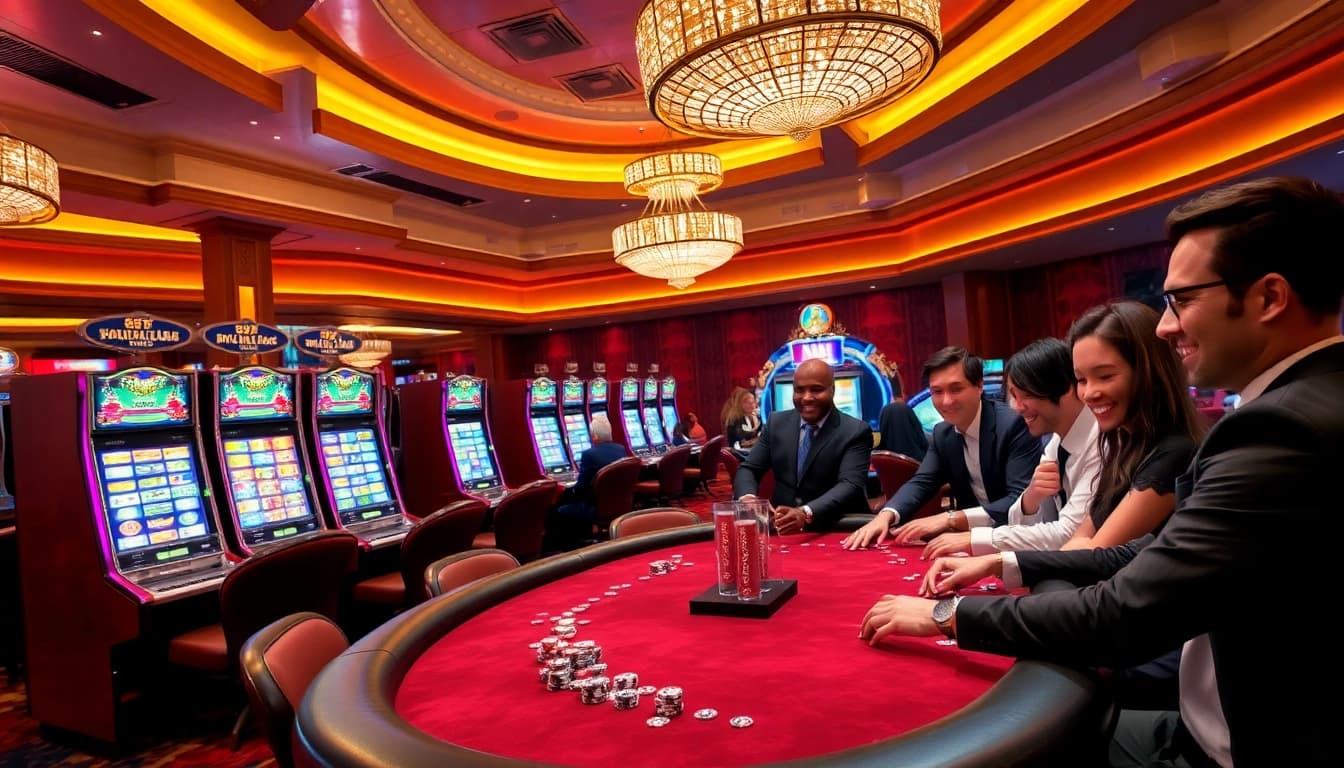 Excited players enjoying games at B52 Club casino with vibrant atmosphere.