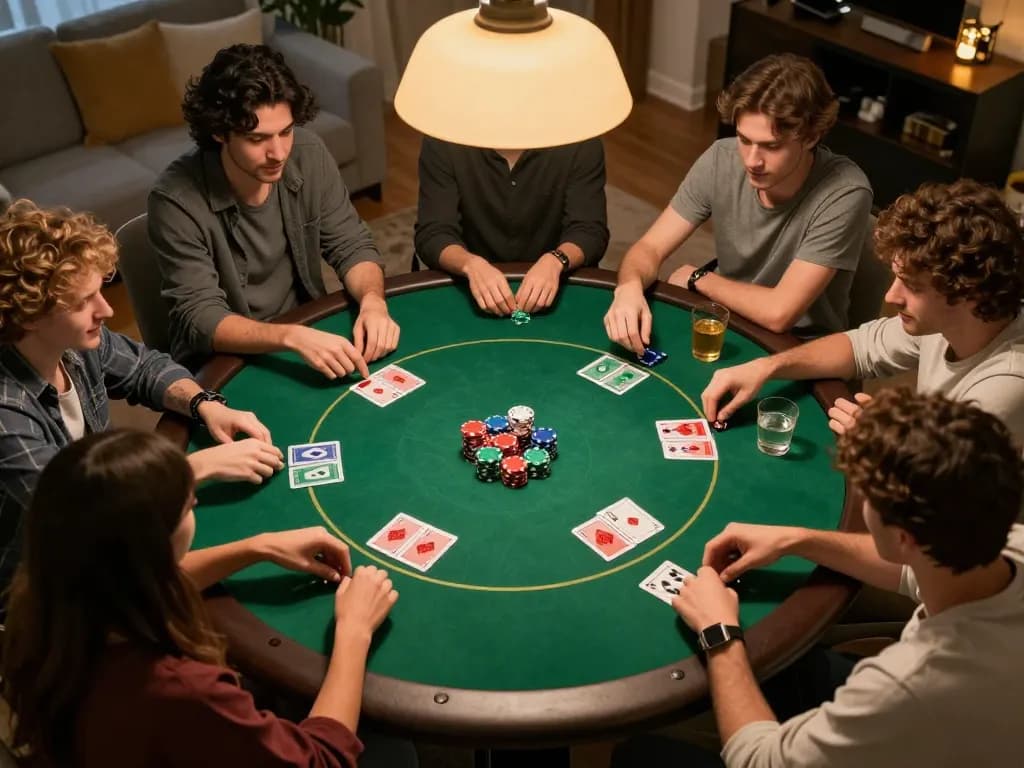 Players enjoying poker game at home, showcasing to188's engaging gaming features and social atmosphere.