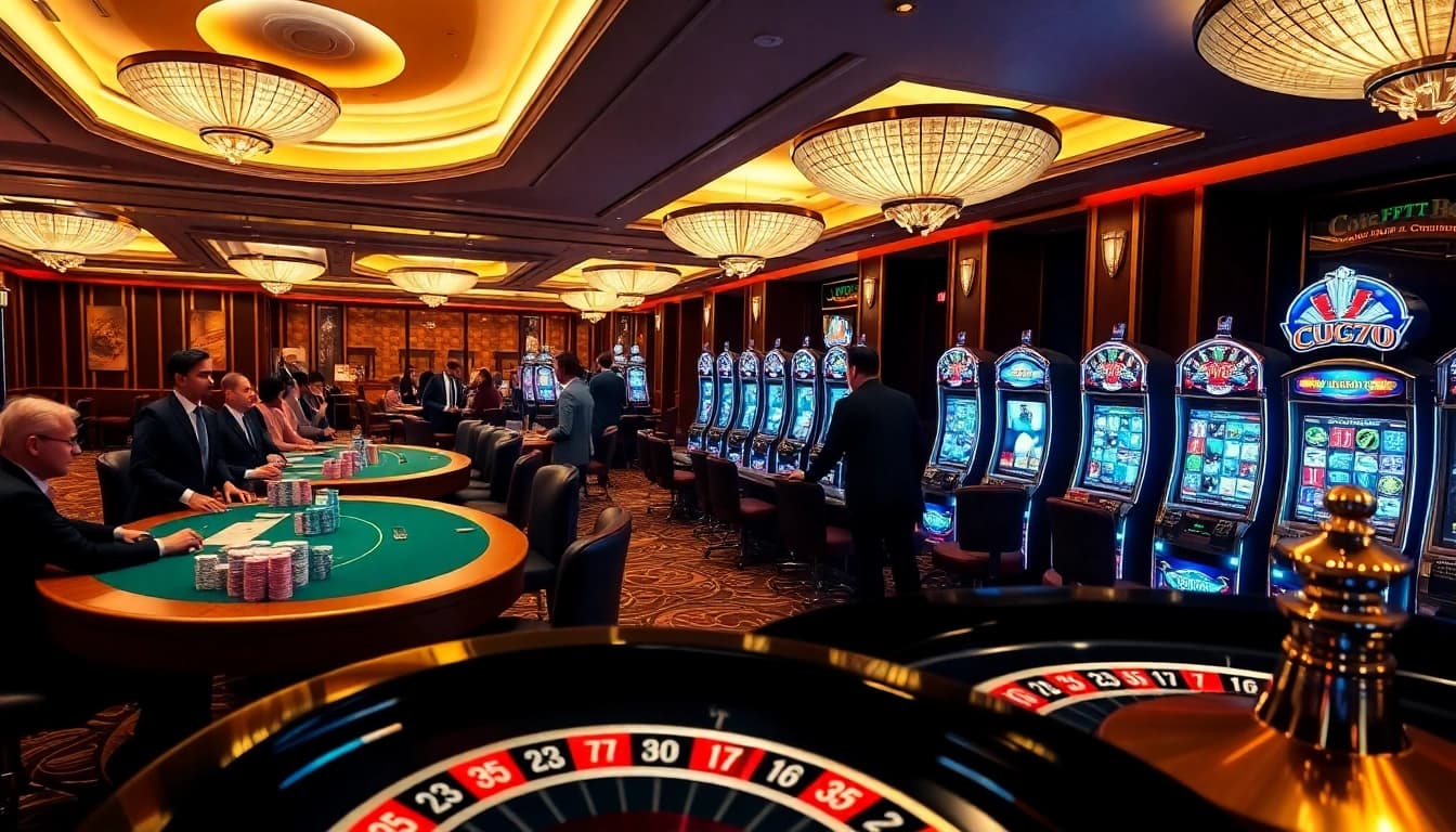 Experience the excitement of cucu777 with vibrant casinos, poker tables, and slot machines in action.