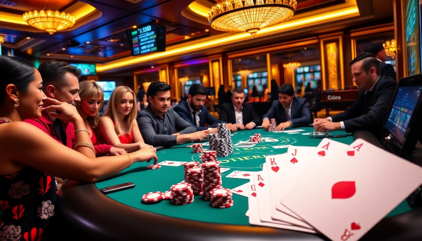Experience the thrilling action of pokergacor at a lively poker table with vibrant gameplay and excitement.