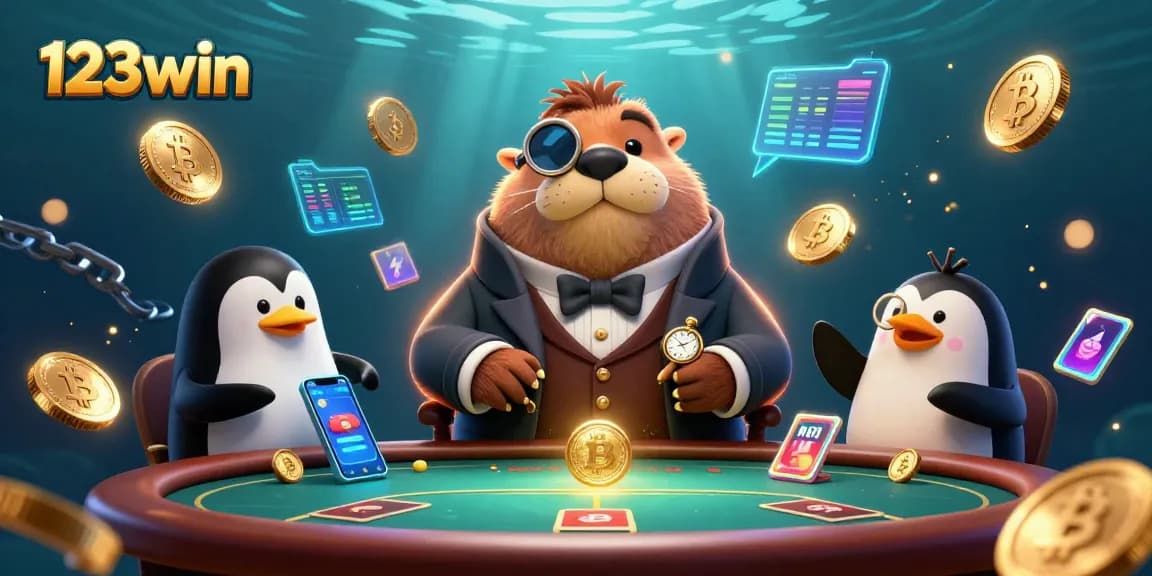 Join the underwater poker game at 123win, featuring a walrus, penguin dealer, and a bluffing pufferfish.