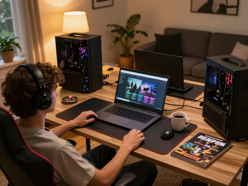 Person engaging in online gaming with GEMWIN, showcasing a cozy and strategic home setup for gambling.