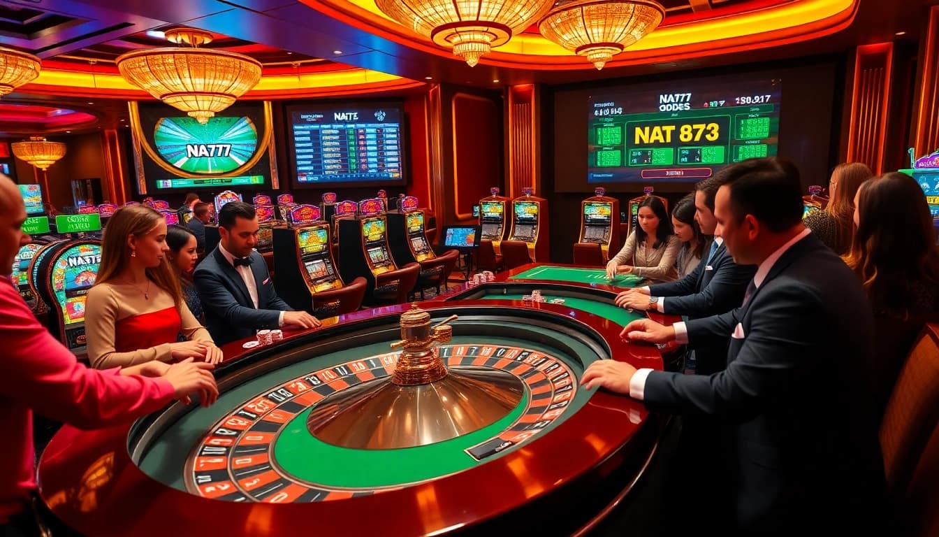 Experience the thrill of gambling at NA777 with vibrant casino tables and sports betting.
