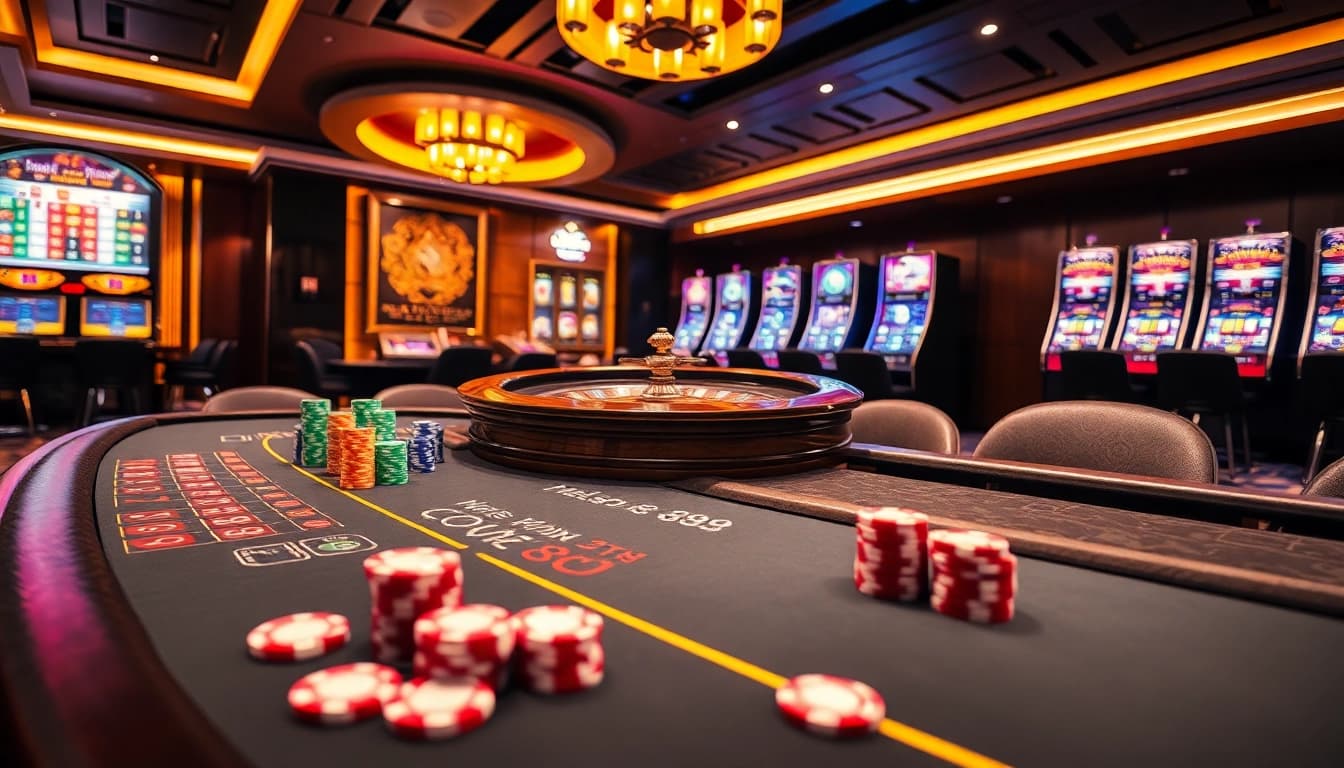Engage with the excitement of hello88 at a luxurious casino table with vibrant games and thrilling atmosphere.