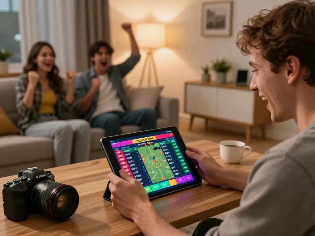 Excited user betting on 98win sports with live odds displayed on tablet.