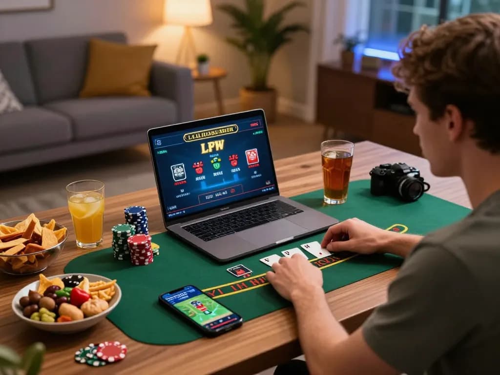 Engage in RR88 online blackjack while enjoying a cozy home gaming atmosphere with snacks and vibrant tech.
