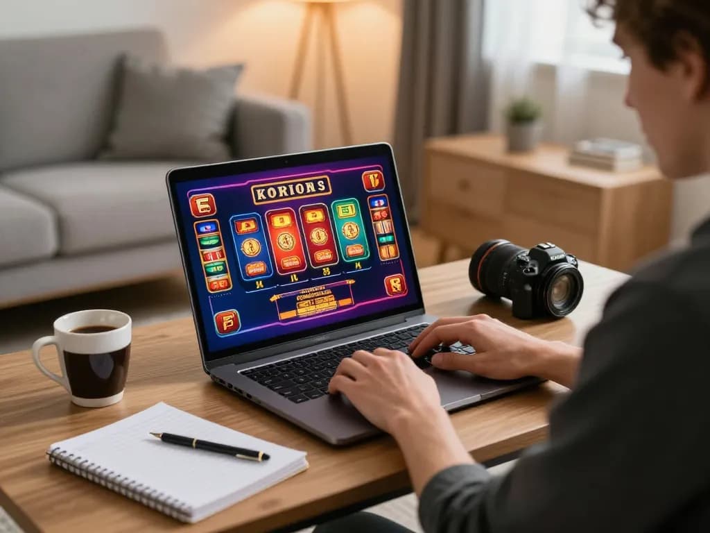Player engaged in online gaming at home, showcasing the excitement of OK8386 casino experience.