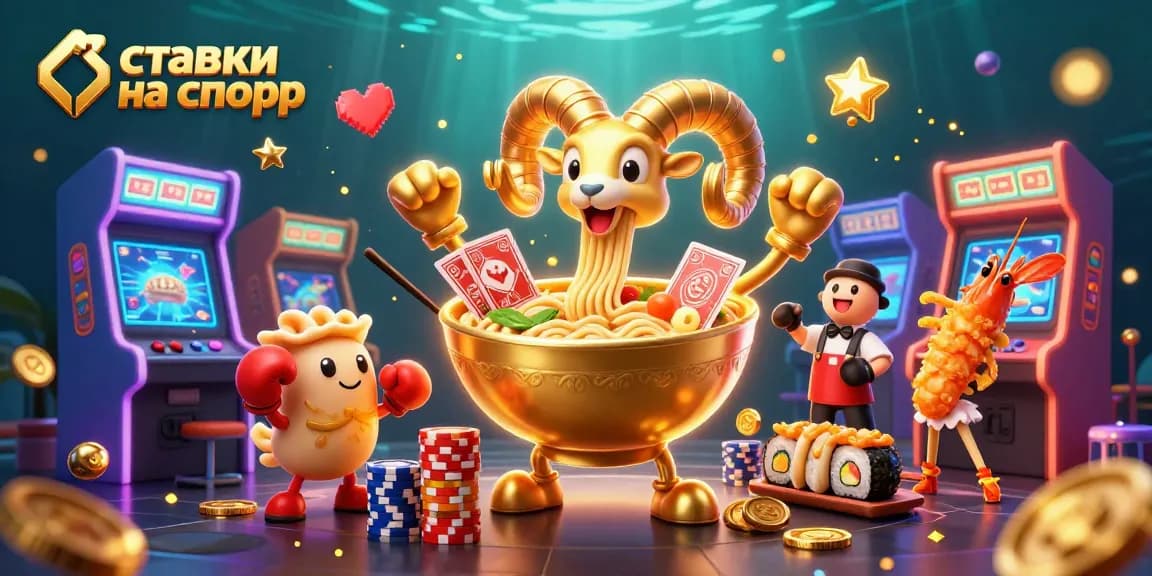 Betting on sports with excitement as ставки на спорт characters deal cards, stack chips, and cheer.