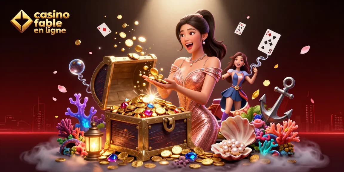 Explore the treasures of a casino fiable en ligne with a stunning 3D illustration showcasing gold and gems.