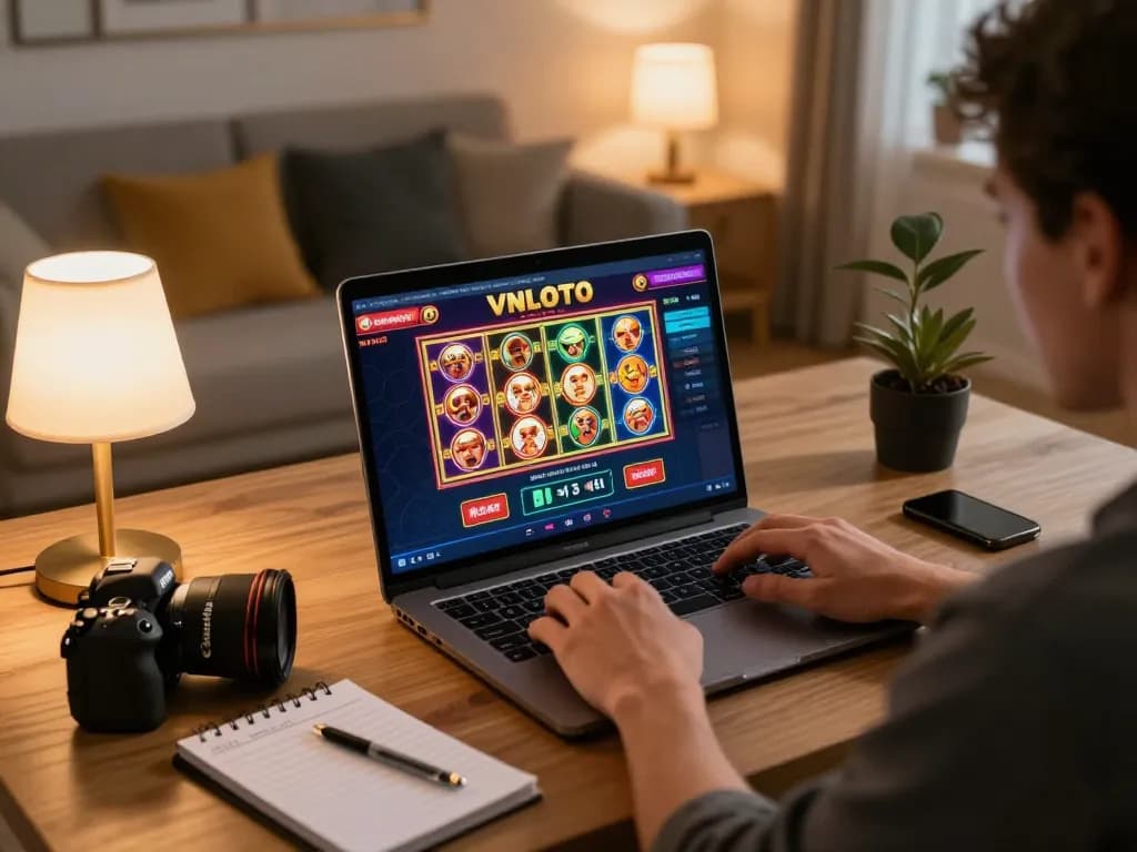 Experience the excitement of VNLOTO online gaming with dynamic gameplay and a cozy setup.
