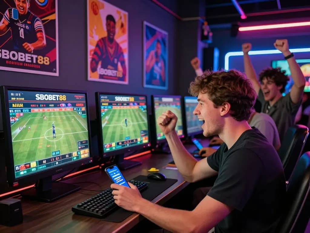 SBOBET88 victory celebration in a dynamic sports betting environment.
