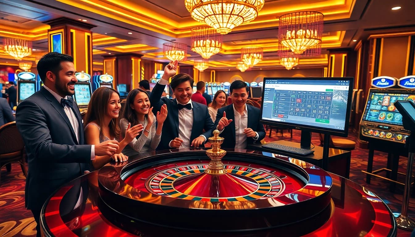 Engage in thrilling gameplay at 58win com đăng nhập with players excitedly interacting at a roulette table.