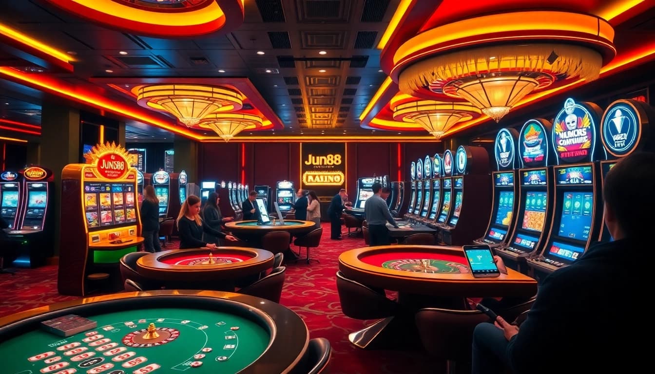 Experience thrilling gameplay at Jun88 Casino with dynamic gaming action and vibrant atmosphere.