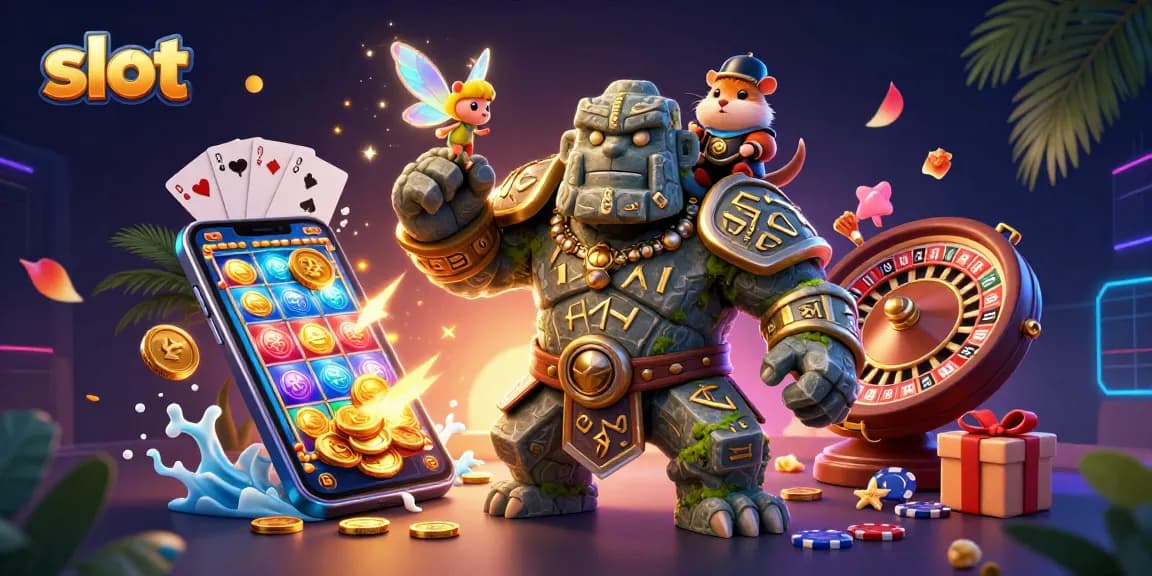 Experience thrilling slot adventures with a stone golem, fairy magic, and casino excitement.