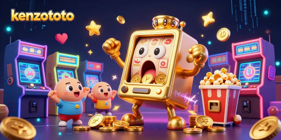Kenzototo's stunning 3D slot machine hits a jackpot, showcasing vibrant game elements and rich casino visuals.