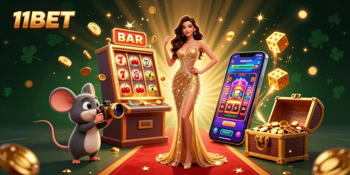 Experience the excitement of 11BET with vibrant casino elements, jackpots, and engaging gaming visuals.