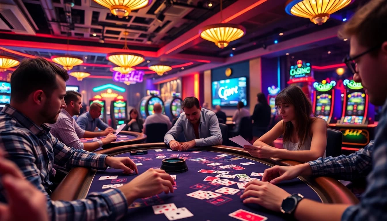 Engaging scene of online card games showcasing game bài đổi thưởng excitement and community.