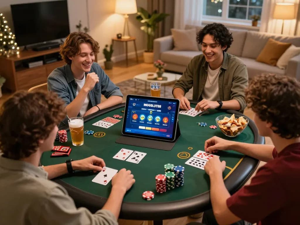 Enjoying gaming at home with indoslot88 bonus 100% showcased on the tablet, highlighting an exciting moment.