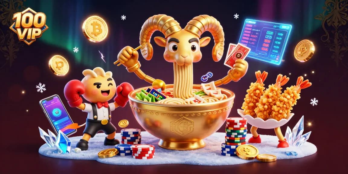 Engage in thrilling gaming at 100 VIP, featuring a delightful 3D scene with unique characters and casino elements.