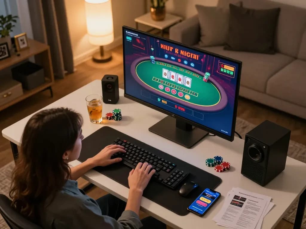 Viceroyluxury gaming enthusiast enjoying a live dealer blackjack game at home, showcasing luxurious and engaging online casino atmosphere.