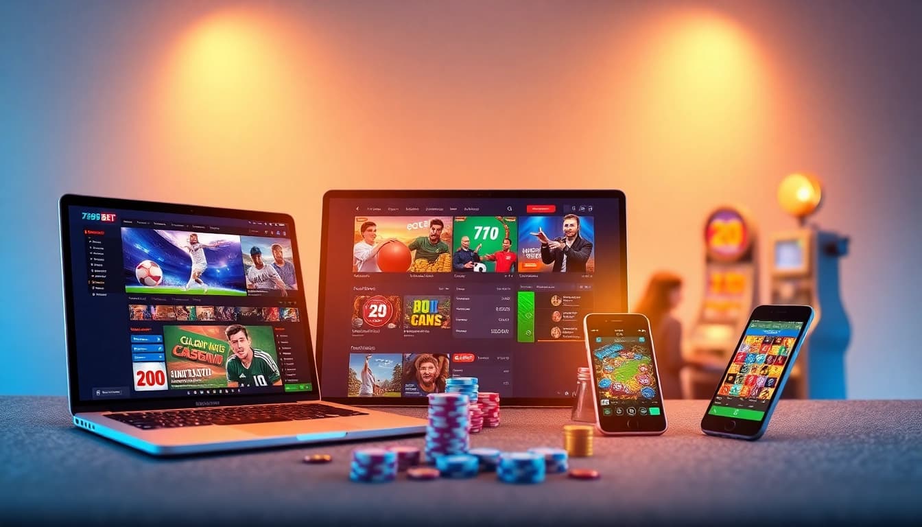 Engaging online betting scene showcasing 789bet's vibrant gaming interface on multiple devices.