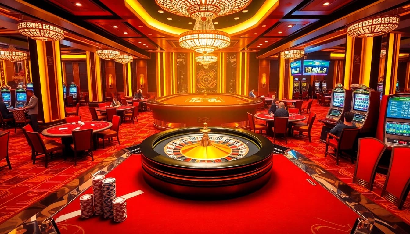 MM88 offers a vibrant casino experience featuring poker tables and roulette wheels for exciting gameplay.