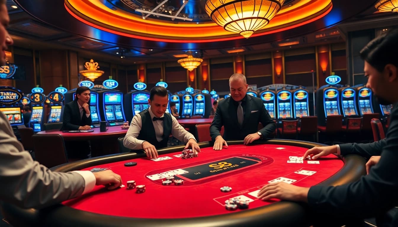 Experience thrilling poker action at the S8 casino with vibrant tables and engaging gameplay.