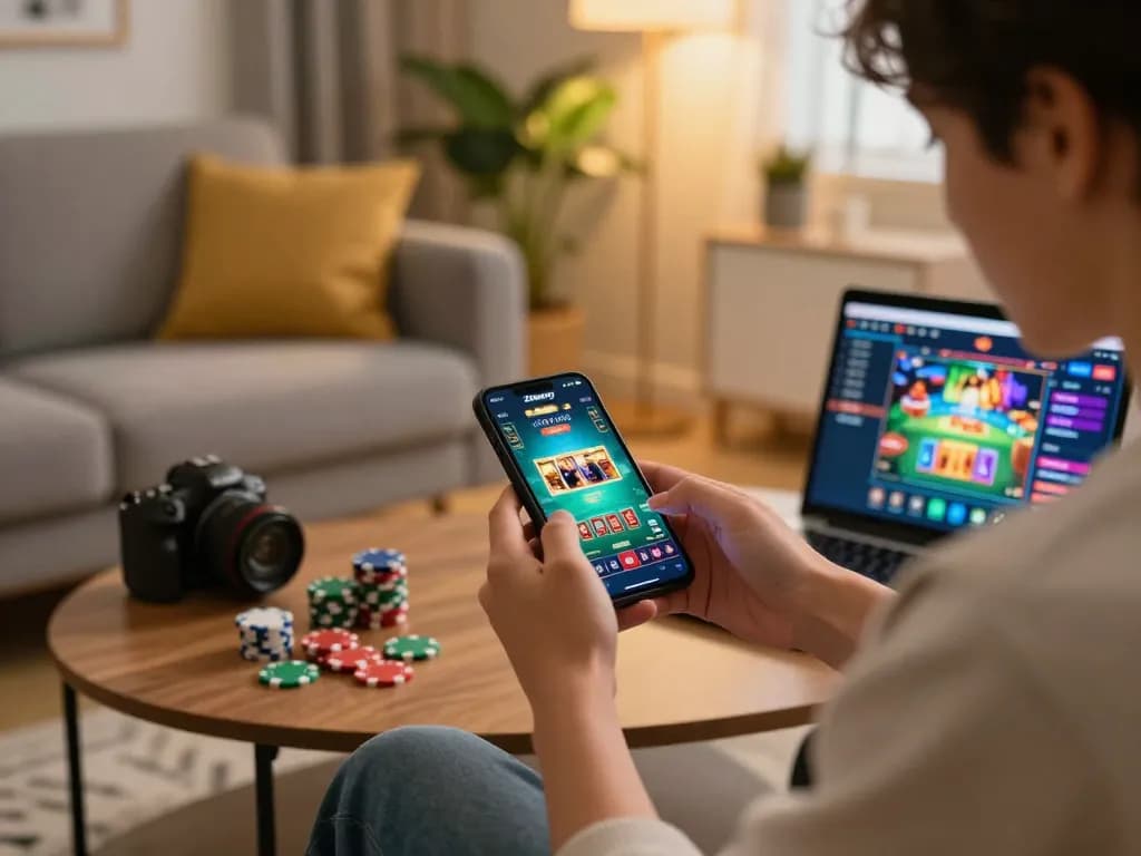 Player enjoying 23winy's online casino app on a smartphone, highlighting an engaging gaming experience.