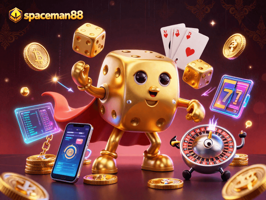 Engage with spaceman88 and experience exciting casino adventures with golden dice and crypto elements.