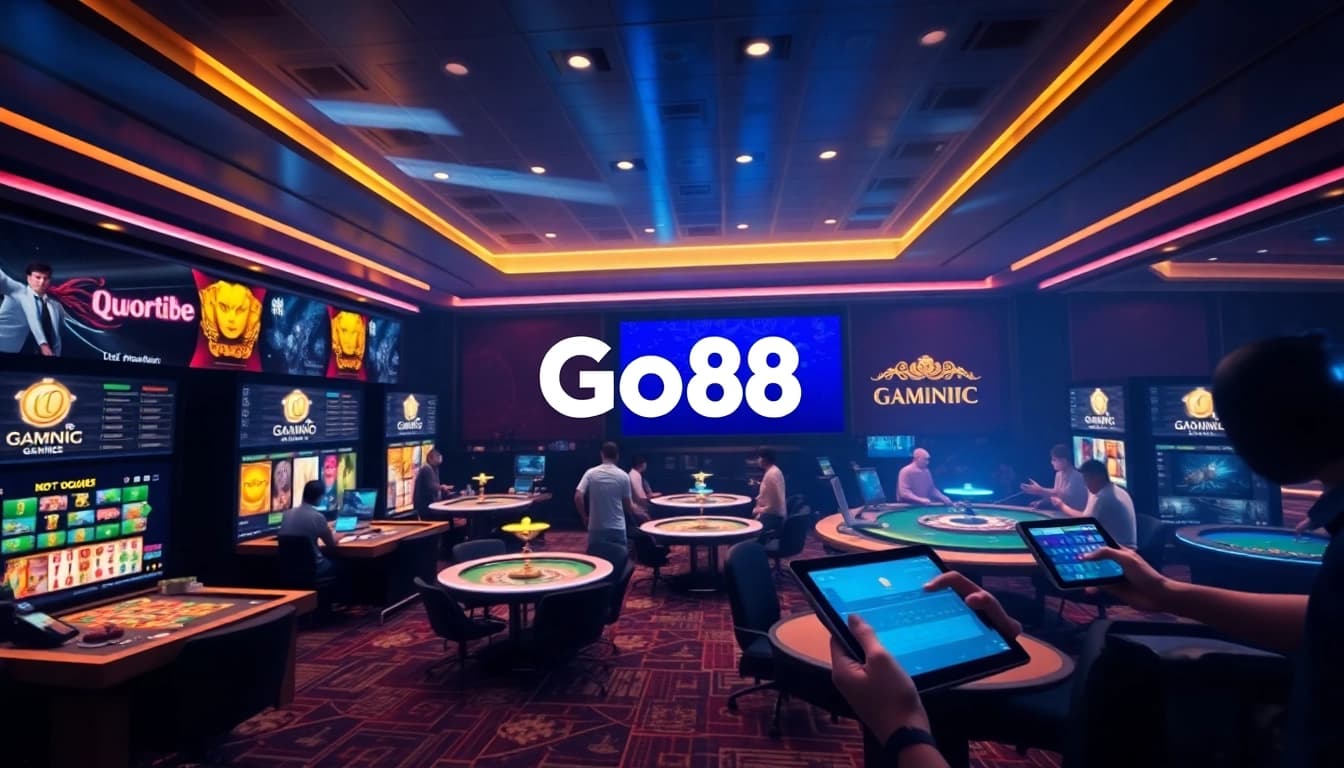 Go88 online gaming interface showcasing vibrant slots and live casino tables.