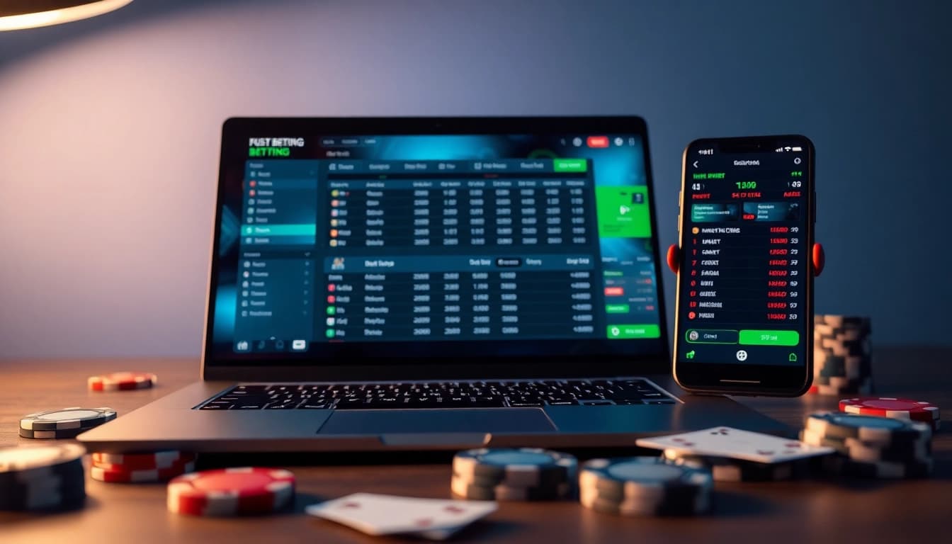 nhacaiuytin online betting platform interface on laptop and smartphone