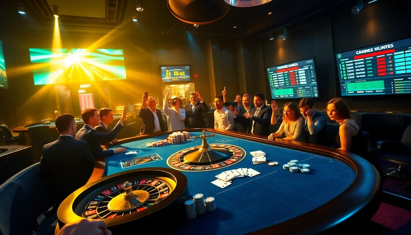 Daga casino scene featuring players at a poker table with vibrant betting elements.